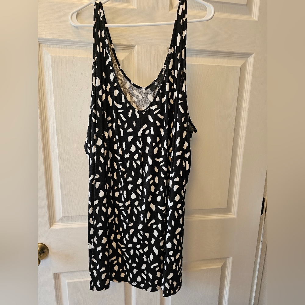 Ellos Black and White Patterned Tank Top